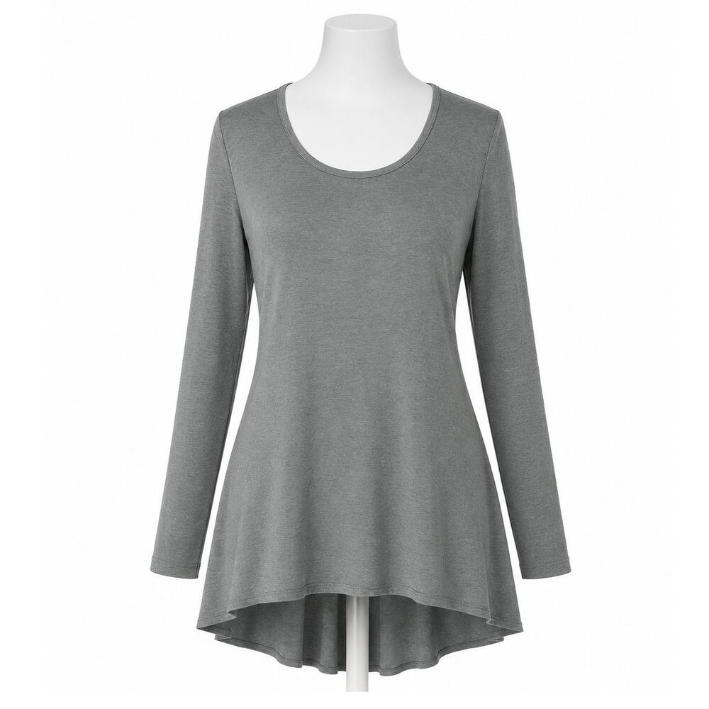 Soft Surroundings Gray High-Low Long Sleeve Top with Zipper Back – Size Large